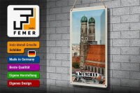 Blechschild Städte München Altstadt Frauenkirche 20x30cm