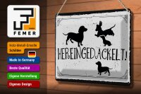 Blechschild Spruch 30x20cm Hereingedackelt