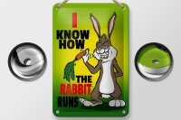 Blechschild Spruch 12x18cm i know how the rabbit runs Hase