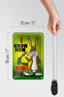 Blechschild Spruch 12x18cm i know how the rabbit runs Hase