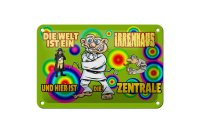 Blechschild Spruch 18x12cm Welt ist Irrenhaus hier ist Zentrale