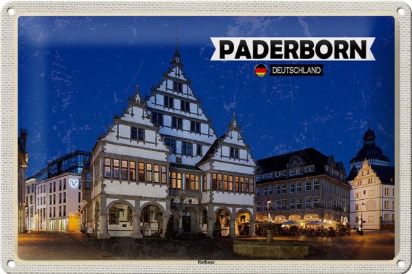 Blechschild Städte Paderborn Rathaus Altstadt 30x20cm