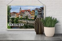 Blechschild Städte Tübingen Neckarfront Fluss Gebäude 30x20cm