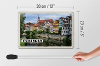 Blechschild Städte Tübingen Neckarfront Fluss Gebäude 30x20cm