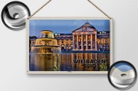 Blechschild Städte Wiesbaden Kurhaus Brunnen 30x20cm