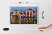 Blechschild Städte Wiesbaden Kurhaus Brunnen 30x20cm