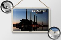 Blechschild Städte Wolfsburg VW-Kraftwerk Fluss 30x20cm