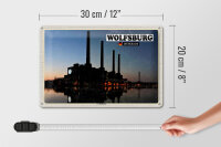 Blechschild Städte Wolfsburg VW-Kraftwerk Fluss 30x20cm