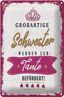 Blechschild Spruch Großartige Schwester werden...