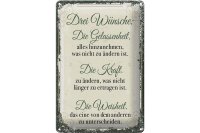 Blechschild Spruch 3 Wünsche Gelassenheit Kraft 20x30cm