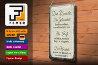 Blechschild Spruch 3 Wünsche Gelassenheit Kraft 20x30cm