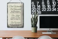 Blechschild Spruch 3 Wünsche Gelassenheit Kraft 20x30cm