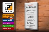 Blechschild Spruch Drei Wünsche Gelassenheit Weisheit 20x30cm