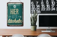 Blechschild Spruch Ab hier bitte lächeln Lachen Glück 20x30cm