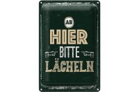 Blechschild Spruch Ab hier bitte lächeln 20x30cm