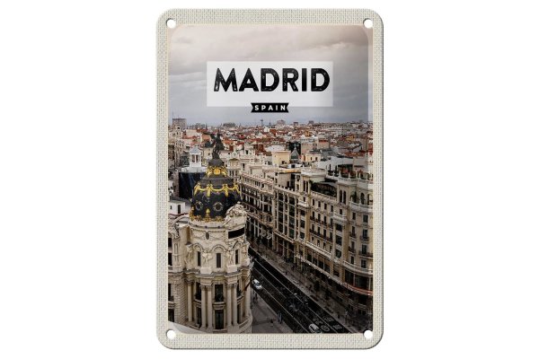 Blechschild Reise 12x18cm Madrid Spanien Reiseziel Architektur