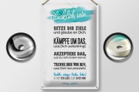 Blechschild Spruch Glücklich sein setze dir Ziele 20x30cm