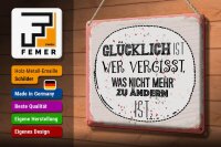 Blechschild Spruch Glücklich wer vergisst 30x20cm