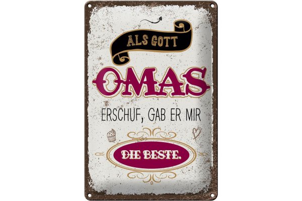 Blechschild Spruch Gott gab mir die beste Oma 20x30cm