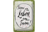Blechschild Spruch träume nicht dein Leben lebe Traum 20x30cm
