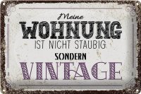 Blechschild Spruch Wohnung nicht staubig Vintage 30x20cm