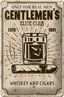 Blechschild Spruch Whiskey Cigars elite club real men 20x30cm