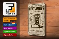 Blechschild Spruch Whiskey Cigars elite club real men 20x30cm