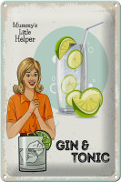 Blechschild Spruch Mummy´s little Helper Gin &...