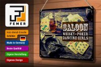 Blechschild Spruch Saloon Whisky Poker Dancing girls 30x20cm