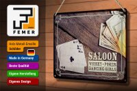 Blechschild Spruch Saloon Whisky Poker Dancing 30x20cm