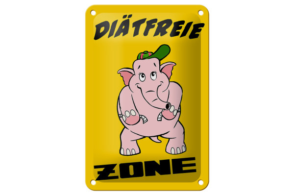 Blechschild Spruch 12x18cm Diätfreie Zone Elefant
