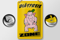 Blechschild Spruch 12x18cm Diätfreie Zone Elefant