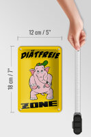 Blechschild Spruch 12x18cm Diätfreie Zone Elefant