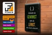 Blechschild Spruch Entweder du gewinnst oder lernst 20x30cm