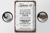 Blechschild Spruch Zuhause ist wo das Leben beginnt 20x30cm