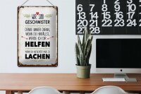 Blechschild Spruch Geschwister wir lachen helfen 20x30cm