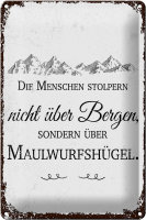 Blechschild Spruch Menschen stolpern nicht über...
