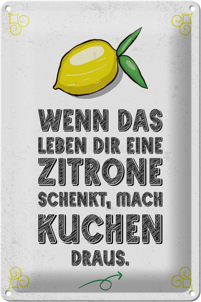 Blechschild Spruch Wenn das Leben dir Zitrone schenkt 20x30cm