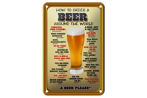 Blechschild Alkohol 12x18cm How to order a Beer please