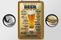 Blechschild Alkohol 12x18cm How to order a Beer please