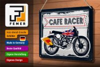 Blechschild Motorcycle Cafe Racer Motorrad UK 30x20cm