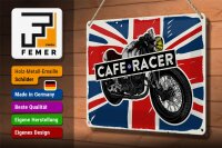 Blechschild Motorcycle Cafe Racer Motorrad UK Flagge 30x20cm