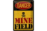 Blechschild Achtung Danger Mine Field Minenfeld 20x30cm