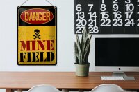Blechschild Achtung Danger Mine Field Minenfeld 20x30cm
