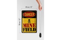 Blechschild Achtung Danger Mine Field Minenfeld 20x30cm
