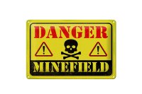 Blechschild Achtung Danger Mine Field Minenfeld 30x20cm
