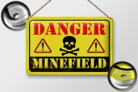 Blechschild Achtung Danger Mine Field Minenfeld 30x20cm