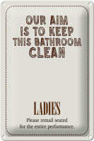 Blechschild Spruch Keep this bathroom clean 20x30cm