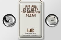 Blechschild Spruch Keep this bathroom clean 20x30cm
