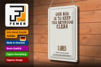 Blechschild Spruch Keep this bathroom clean 20x30cm